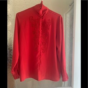 Christie & Jill Red size 6 blouse with sequins